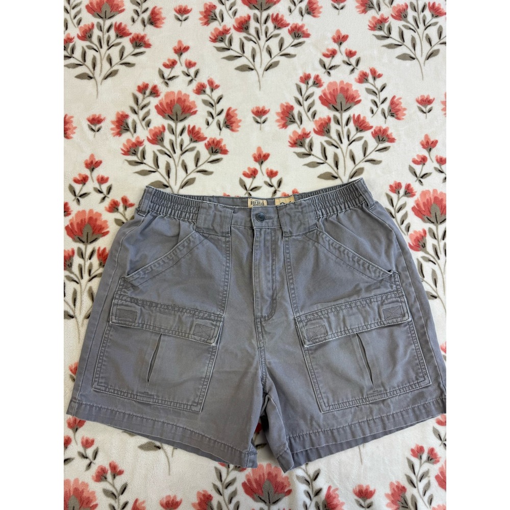 Red Head Brand Co Mens Gray Canvas Cargo Shorts Elastic Waist Size 34 Outdoor